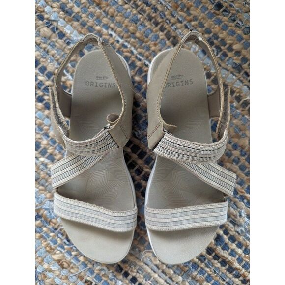 Wedge Sport Sandals Genny Beige 7.5 Beachy Coastal Resortwear Cruise Swim - Picture 4 of 11